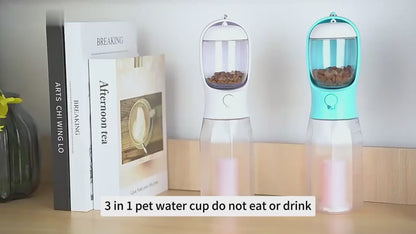 3-in-1 Portable Pet Water Bottle – Water, Food & Waste Bag Dispenser for Dogs